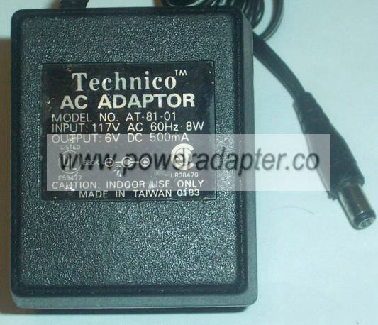 TECHINICO AT-81-01 AC DC ADAPTER 6V 500MA POWER SUPPLY